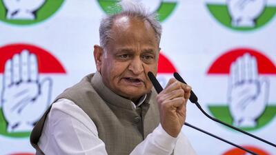 Senior Congress leader Ashok Gehlot addresses a press conference in New Delhi on Tuesday. (PTI) Senior Congress leader Ashok Gehlot addresses a press conference in New Delhi on Tuesday. (PTI)
