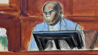 Professional stripper, Daniel Philip, testifies on witness stand on the first day of Sean Diddy Combs' trial in Manhattan federal court, Monday, May 12, 2025, in New York. (Elizabeth Williams via AP) (AP)