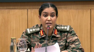 Colonel Sofiya Qureshi addresses a press conference after the India-Pak ceasefire agreement, in New Delhi on Saturday. (ANI) Colonel Sofiya Qureshi addresses a press conference after the India-Pak ceasefire agreement, in New Delhi on Saturday. (ANI)