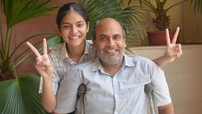 Srishti Sharma credited her father, Rajiv Sharma for motivating her. (Sant Arora/HT) Srishti Sharma credited her father, Rajiv Sharma for motivating her. (Sant Arora/HT)
