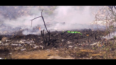The latest incident took place on Tuesday night, when unidentified individuals allegedly set fire to garbage dumped in a forested zone near the village. (HT PHOTO) The latest incident took place on Tuesday night, when unidentified individuals allegedly set fire to garbage dumped in a forested zone near the village. (HT PHOTO)