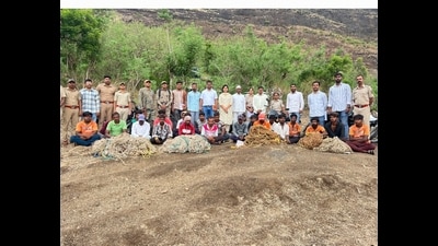 The operation led to the seizure of 21 Waghuris and 10 two-wheelers being used for the transport of personnel and hunting equipment. Twenty-one suspects were detained at the site. (HT PHOTO) The operation led to the seizure of 21 Waghuris and 10 two-wheelers being used for the transport of personnel and hunting equipment. Twenty-one suspects were detained at the site. (HT PHOTO)