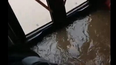 BMTC bus got flooded near Bengaluru's Manyata Tech Park. BMTC bus got flooded near Bengaluru's Manyata Tech Park.