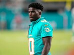 The Indianapolis Colts' Minecraft-style NFL schedule allegedly mocked Tyreek Hill. (AP Photo/Wilfredo Lee) The Indianapolis Colts' Minecraft-style NFL schedule allegedly mocked Tyreek Hill. (AP Photo/Wilfredo Lee)