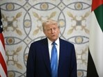 US President Donald Trump speaks after signing the guest book at Qasr Al-Watan (Palace of the Nation) in Abu Dhabi 