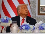 US President Donald Trump speaks at a state dinner, at Lusail Palace in Lusail, Qatar
