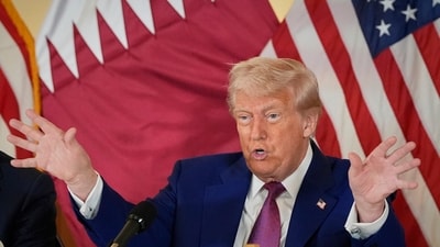 President Donald Trump gestures during a business roundtable, Thursday, May 15, 2025, in Doha, Qatar. (AP) President Donald Trump gestures during a business roundtable, Thursday, May 15, 2025, in Doha, Qatar. (AP)