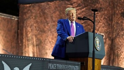 President Donald Trump speaks at the Al Udeid Air Base, Thursday, May 15, 2025, in Doha, Qatar. (AP) President Donald Trump speaks at the Al Udeid Air Base, Thursday, May 15, 2025, in Doha, Qatar. (AP)