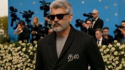 An AI artist called Jay Pirabakaran imagined Kollywood stars like Ajith Kumar representing Tamizh culture on the red carpet. (Instagram: Jayprints) An AI artist called Jay Pirabakaran imagined Kollywood stars like Ajith Kumar representing Tamizh culture on the red carpet. (Instagram: Jayprints)