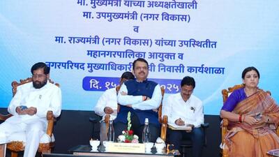 Chief minister Devendra Fadnavis flanked by his deputy Eknath Shinde (left) and Minister of State Madhuri Misal at event in Pune on Thursday. (HT PHOTO) Chief minister Devendra Fadnavis flanked by his deputy Eknath Shinde (left) and Minister of State Madhuri Misal at event in Pune on Thursday. (HT PHOTO)