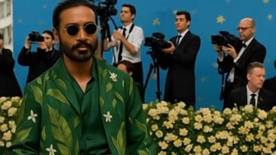 Stars like Dhanush dressed in traditional fabrics and carried Sangham scrolls on the carpet. (Instagram: Jayprints) Stars like Dhanush dressed in traditional fabrics and carried Sangham scrolls on the carpet. (Instagram: Jayprints)