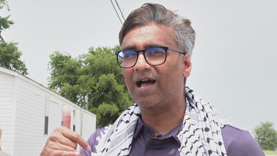 Badar Khan Suri, a Georgetown University scholar from India, speaks after he was released from immigration detention facility on Wednesday, (AP) Badar Khan Suri, a Georgetown University scholar from India, speaks after he was released from immigration detention facility on Wednesday, (AP)