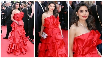 Kumar Sanu's daughter Shannon K poses at Cannes 2025 red carpet. Kumar Sanu's daughter Shannon K poses at Cannes 2025 red carpet.