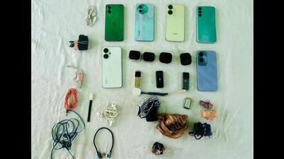 Last month, during a surprise check at Sangrur jail, authorities had recovered four smartwatches, nine mobile phones, 50 grams of opium, and other contraband from the inmates. (HT Photo)