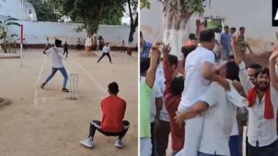 Inmates in Mathura Jail taking part in the Jail Premier League. (X/@ANI) Inmates in Mathura Jail taking part in the Jail Premier League. (X/@ANI)
