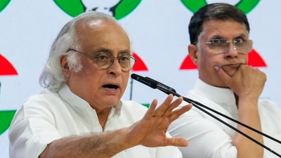 Congress leaders Jairam Ramesh, Pawan Khera address a press conference at the party office, in New Delhi. (PTI) Congress leaders Jairam Ramesh, Pawan Khera address a press conference at the party office, in New Delhi. (PTI)