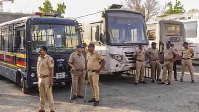Pune: Police personnel guard at the Swargate Bus Stand after the alleged rape of a 26-year-old woman inside a Maharashtra State Road Transport Corporation (MSRTC) bus, in Pune, Thursday, Feb. 27, 2025. (PTI Photo) (PTI02_27_2025_000101B) (PTI) Pune: Police personnel guard at the Swargate Bus Stand after the alleged rape of a 26-year-old woman inside a Maharashtra State Road Transport Corporation (MSRTC) bus, in Pune, Thursday, Feb. 27, 2025. (PTI Photo) (PTI02_27_2025_000101B) (PTI)
