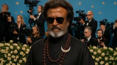 Calling stars like Rajinikanth ‘Tamizh kings’, the artist wondered what it would be like if they ‘carried empires with them’. (Instagram: Jayprints) Calling stars like Rajinikanth ‘Tamizh kings’, the artist wondered what it would be like if they ‘carried empires with them’. (Instagram: Jayprints)