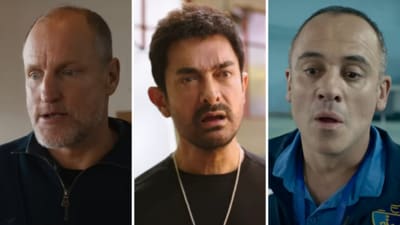 Woody Harrelson in Champions, Aamir Khan in Sitaare Zameen Par, and Javier Gutiérrez in Campeones.