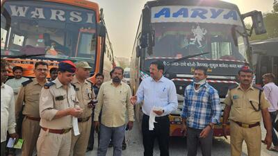 The seized buses on Thursday. (HT Photo)