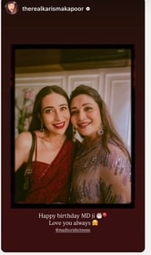 A screengrab of Karisma Kapoor's Instagram stories. A screengrab of Karisma Kapoor's Instagram stories.
