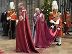 Britain's Prince William, Prince of Wales, Great Master of the Order, and Britain's King Charles III, Sovereign Head of the Most Honourable Order of the Bath, arrive for the Service for the Oath and Installation of the Great Master and the Knights Grand Cross at Westminster Abbey in London on May 16, 2025, in the Order�s 300th anniversary year. The Service for the Order of the Bath takes place every four years. The Order is a revival of an older custom dating back to medieval times when part of the ceremony of knighthood included a ritual bath symbolic of spiritual purification and a vigil the night before receiving the honour. (Photo by Stefan Rousseau / POOL / AFP)