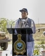 Defence minister Rajnath Singh at the Bhuj Air Force Station. (PTI) Defence minister Rajnath Singh at the Bhuj Air Force Station. (PTI)