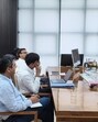 Municipal Corporation of Gurugram (MCG) commissioner Pradeep Dahiya at a meeting with MCG staff in Gurugram onThursday. (HT PHOTO)