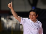 Singapore's Prime Minister Lawrence Wong arrives at an assembly area for People's Action Party supporters, on the day of the general election in Singapore, May 3, 2025.
