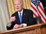 US President Joe Biden gestures as he delivers his farewell address to the nation from the Oval Office of the White House US President Joe Biden gestures as he delivers his farewell address to the nation from the Oval Office of the White House