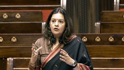 Shiv Sena (UBT) MP Priyanka Chaturvedi speaks in the Rajya Sabha during the Budget Session of the Parliament. (Sansad TV File) Shiv Sena (UBT) MP Priyanka Chaturvedi speaks in the Rajya Sabha during the Budget Session of the Parliament. (Sansad TV File)