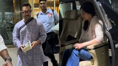 Aamir Khan and Gauri Spratt spotted together at airport. Aamir Khan and Gauri Spratt spotted together at airport.