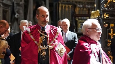 Britain's Prince William, Prince of Wales, Great Master of the Order attends the Service for the Oath and Installation of the Great Master and the Knights Grand Cross at Westminster Abbey in London on May 16, 2025, in the Order�s 300th anniversary year. The Service for the Order of the Bath takes place every four years. The Order is a revival of an older custom dating back to medieval times when part of the ceremony of knighthood included a ritual bath symbolic of spiritual purification and a vigil the night before receiving the honour. (Photo by Stefan Rousseau / POOL / AFP) (AFP) Britain's Prince William, Prince of Wales, Great Master of the Order attends the Service for the Oath and Installation of the Great Master and the Knights Grand Cross at Westminster Abbey in London on May 16, 2025, in the Order�s 300th anniversary year. The Service for the Order of the Bath takes place every four years. The Order is a revival of an older custom dating back to medieval times when part of the ceremony of knighthood included a ritual bath symbolic of spiritual purification and a vigil the night before receiving the honour. (Photo by Stefan Rousseau / POOL / AFP) (AFP)