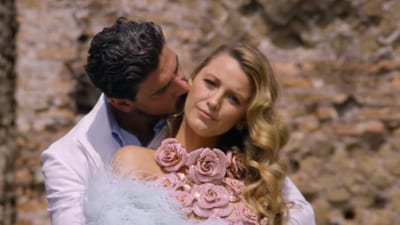 Michele Morrone and Blake Lively in a still from Another Simple Favor Michele Morrone and Blake Lively in a still from Another Simple Favor