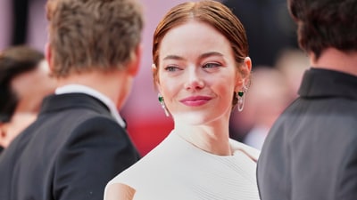 Emma Stone poses for photographers upon arrival at the premiere of the film 'Eddington' at the 78th international film festival, Cannes, southern France, Friday, May 16, 2025. (Photo by Scott A Garfitt/Invision/AP) (Scott Garfitt/Invision/AP)