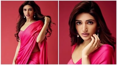 Sreeleela's pink saree adorned with intricate embroidery was paired with a sleeveless blouse. With her minimal makeup and soft waves, she radiated timeless elegance. Sreeleela's pink saree adorned with intricate embroidery was paired with a sleeveless blouse. With her minimal makeup and soft waves, she radiated timeless elegance.