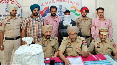The accused in police custody in Ludhiana on Friday. (HT Photo) The accused in police custody in Ludhiana on Friday. (HT Photo)