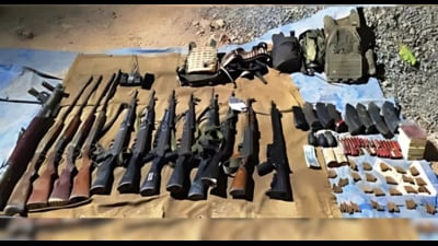 The cache of weapons and ammunition. (Sourced)