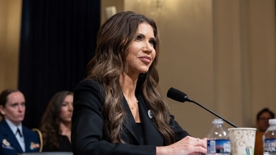 Homeland Security Secretary Kristi Noem suggests a reality show called The American, featuring immigrants competing for citizenship.  REUTERS/Anna Rose Layden (REUTERS)