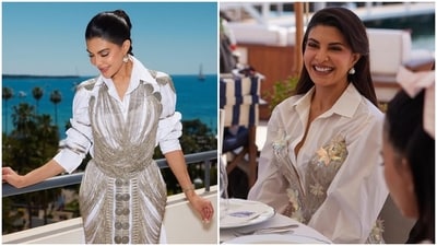 Jacqueline Fernandez wears two gorgeous ivory looks at Cannes Film Festival. Jacqueline Fernandez wears two gorgeous ivory looks at Cannes Film Festival.