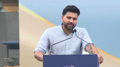 Rohit Sharma spoke during the stand inauguration at Wankhede Stadium (ANI)