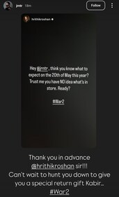 A screengrab of Jr NTR's Instagram stories. A screengrab of Jr NTR's Instagram stories.