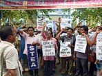 Teachers and non-teaching staff stage a sit-in protest against police lathi-charge on protesters on May 15 in front of Bikash Bhawan during a protest against the Supreme Court's order to cancel appointments of over 25,000 staff. Teachers and non-teaching staff stage a sit-in protest against police lathi-charge on protesters on May 15 in front of Bikash Bhawan during a protest against the Supreme Court's order to cancel appointments of over 25,000 staff.