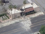 Debris covers the ground after an explosion on Saturday, May 17, 2025 in Palm Springs, Calif.
