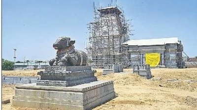 The temple is being built by the Kedareshwar Mahadev Etawah Temple Trust, whose chief trustee is Akhilesh Yadav. Deepak Gupta/HT (HT) The temple is being built by the Kedareshwar Mahadev Etawah Temple Trust, whose chief trustee is Akhilesh Yadav. Deepak Gupta/HT (HT)