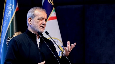 Iran President Masoud Pezeshkian says, 'we are negotiating, and we will negotiate.' (AP) Iran President Masoud Pezeshkian says, 'we are negotiating, and we will negotiate.' (AP)
