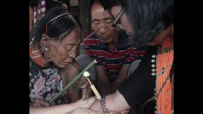 Across Manipur, Nagaland and Arunachal Pradesh, hand-tapped dots and stripes serve as markers of identity, age, class, marital status, or even how many rivals a brave warrior has killed in battle. (Headhunters’ Ink) Across Manipur, Nagaland and Arunachal Pradesh, hand-tapped dots and stripes serve as markers of identity, age, class, marital status, or even how many rivals a brave warrior has killed in battle. (Headhunters’ Ink)