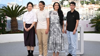 (From L) South Korean singer and dancer Park Ji-Min, French actress Nadia Melliti, French actress Hafsia Herzi and French writer Fatima Daas pose during a photocall for the film "La Petite derniere" (The Little Sister) at the 78th edition of the Cannes Film Festival in Cannes, southern France, on May 17, 2025. (Photo by Bertrand GUAY / AFP) (AFP) (From L) South Korean singer and dancer Park Ji-Min, French actress Nadia Melliti, French actress Hafsia Herzi and French writer Fatima Daas pose during a photocall for the film "La Petite derniere" (The Little Sister) at the 78th edition of the Cannes Film Festival in Cannes, southern France, on May 17, 2025. (Photo by Bertrand GUAY / AFP) (AFP)
