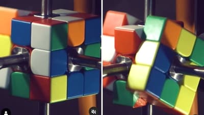 A robot designed by a group of students in the US solved Rubik’s Cube in 103 milliseconds. (Instagram/@guinnessworldrecords) A robot designed by a group of students in the US solved Rubik’s Cube in 103 milliseconds. (Instagram/@guinnessworldrecords)