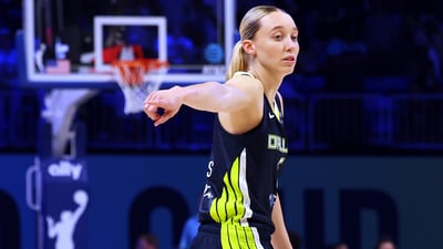 Dallas Wings guard Paige Bueckers gestures as she competes against the Minnesota Lynx in the first half of a WNBA basketball game, Friday, May 16, 2025, in Arlington, Texas. (AP Photo/Richard Rodriguez) (AP) Dallas Wings guard Paige Bueckers gestures as she competes against the Minnesota Lynx in the first half of a WNBA basketball game, Friday, May 16, 2025, in Arlington, Texas. (AP Photo/Richard Rodriguez) (AP)